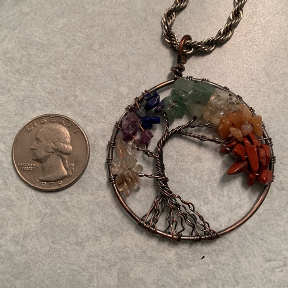 Tree of Life Wire Wrap Necklace - Rainbow - Picture 2 of 3